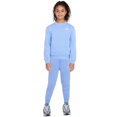 Nike Sportswear Club Fleece Crew Trainingspak Kids Paarsblauw Wit Nike Sportswear Club Fleece Crew Trainingspak Kids Paarsblauw Wit