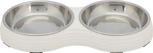Trixie voerbak kat dubbel melamine / rvs wit