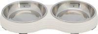 Trixie voerbak kat dubbel melamine / rvs wit
