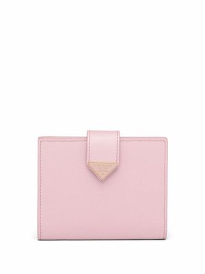 Prada petit portefeuille en cuir Saffiano à plaque logo - Rose