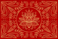 Vintage botanisch ontwerp vinyl tapijt rood