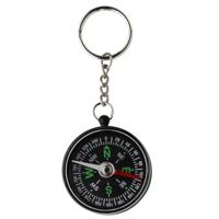 Sleutelhanger met zwart kompas - Dia 4 cm - Voordelige uitdeel cadeautjes - geschenken