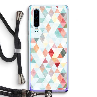 Gekleurde driehoekjes pastel: Huawei P30 Transparant Hoesje met koord