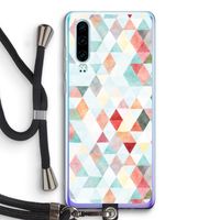 Gekleurde driehoekjes pastel: Huawei P30 Transparant Hoesje met koord