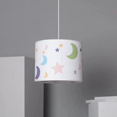Witte hanglamp stoffen kap kinderkamer met E27 fitting &apos;Mirne&apos;