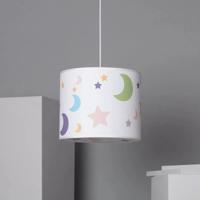 Witte hanglamp stoffen kap kinderkamer met E27 fitting &apos;Mirne&apos;
