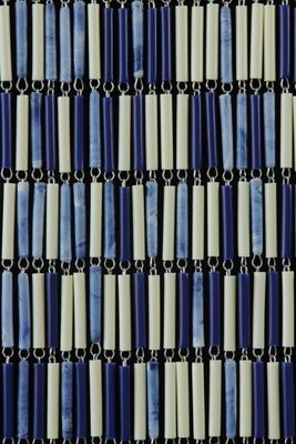 Sunarts kant en klaar vliegengordijn 90 x 210 Mix crème / donkerblauw / donkerblauwvlam model 416