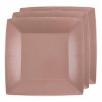 Santex Bordjes karton - 20x - vierkant - rose goud - 23 x 23 cm - feestbordjes