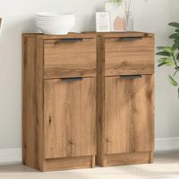 Dressoirs 2 st 30x30x70 cm bewerkt hout artisanaal eikenkleur Dressoirs 2 st 30x30x70 cm bewerkt hout artisanaal eikenkleur