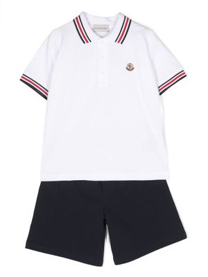 Moncler Enfant survêtement en coton à détail de logo - Blanc