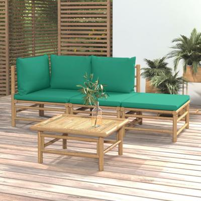 4-delige Loungeset met kussens bamboe groen