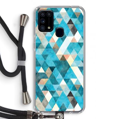 Gekleurde driehoekjes blauw: Samsung Galaxy M31 Transparant Hoesje met koord