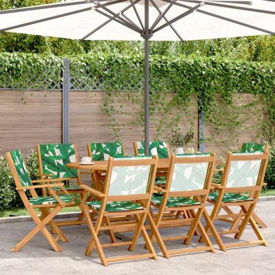 Tuinstoelen 8 st inklapbaar stof en massief hout groen