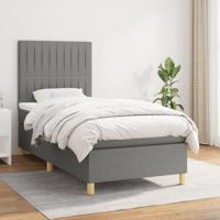 Boxspring met matras stof donkergrijs 90x190 cm
