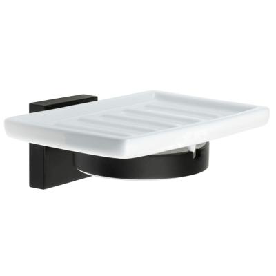 Smedbo House Zeepschaal - 12x8cm - wandmodel - mat zwart/porselein RB342P
