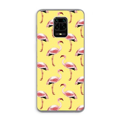 Flamingo's geel: Xiaomi Redmi Note 9 Pro Transparant Hoesje