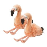 2x stuks pluche flamingo knuffel 18 cm