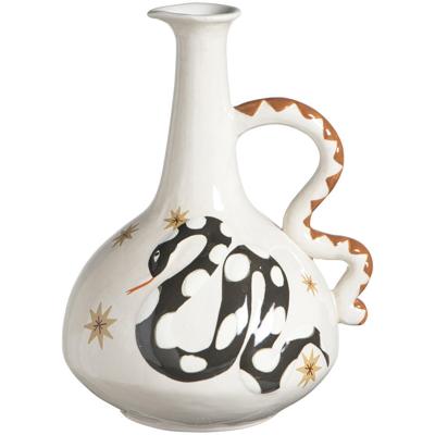 Leen Bakker - Vaas Snake Off-white - 26x20x18 Cm - Keramiek - Crème#Wit