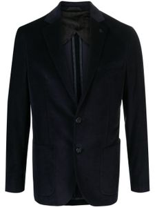 Karl Lagerfeld blazer en coton mélangé à revers crantés - Bleu