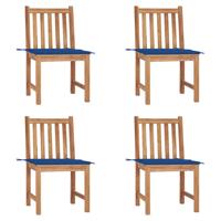 Tuinstoelen 4 st met kussens massief teakhout