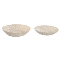 Tafeldecoratie Home ESPRIT Wit Natuurlijk Bamboe Rotan 35 x 35 x 8 cm (2 Onderdelen)