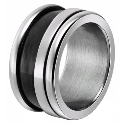 Glanzende edelstaal heren ring Zilver met Zwart-21mm