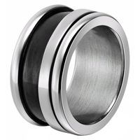 Glanzende edelstaal heren ring Zilver met Zwart-21mm