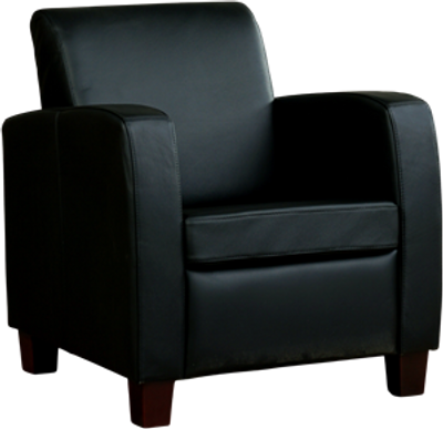Zwarte leren landelijke fauteuil Joy - poot hout zwart - Massif Leer Nero (zwart leer)