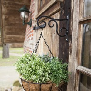 Metalen hanging basket / plantenbak zwart met ketting 30 cm - hangende bloemen - Plantenbakken