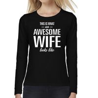 Awesome wife / vrouw cadeau t-shirt long sleeves dames - thumbnail