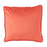 Kussen velvet met franjes - oranje - 45x45 cm