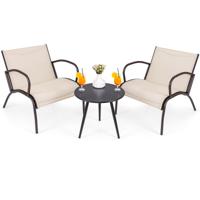 3-delig Tuinmeubelset Balkonset met 2 Stoelen & Tafel Balkonmeubels met Brede Zitting