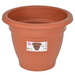 Plantenpot/bloempot - D25 cm - terra cotta kleur - rond - kunststof