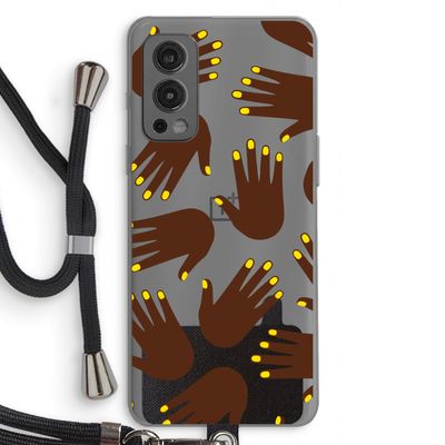 Hands dark: OnePlus Nord 2 5G Transparant Hoesje met koord