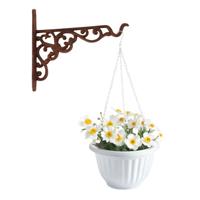 Hangpot + Muurhaak Rimini - wit - D25 cm - kunststof - metaal - tuinaccessoires