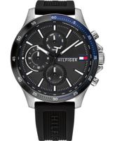 Tommy Hilfiger chronograaf Herenhorlogemet zwarte siliconen band, 46 mm