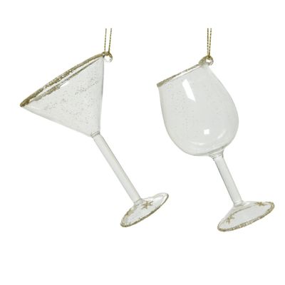 Kerstboom hangers set van 2x stuks transparante glazen 10 x 6 cm