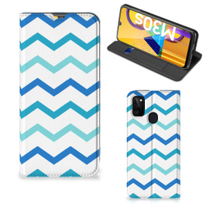 Samsung Galaxy M30s | M21 Hoesje met Magneet Zigzag Blauw