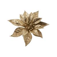 Kersthanger - bloem - op clip - goud - 18 cm - Kerstboomversiering Kersthanger - bloem - op clip - goud - 18 cm - Kerstboomversiering