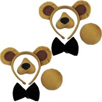 2x stuks verkleedset dieren pak bruine beer