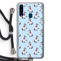 Eenhoorns overal: Samsung Galaxy A20s Transparant Hoesje met koord