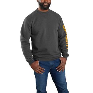 Crewneck Logo Sleeve Graphic Carbon Heather Sweatshirt Heren