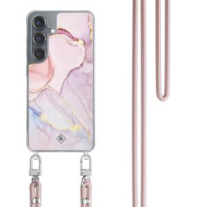 Samsung Galaxy S25 hoesje met rosegoud koord - Purple sky