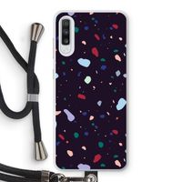 Dark Rounded Terrazzo: Samsung Galaxy A70 Transparant Hoesje met koord