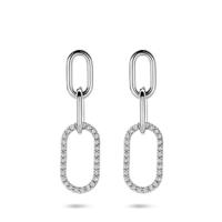 Gerhodineerd 925 zilveren oorhangers met zirkonia - 30mm Gerhodineerd 925 zilveren oorhangers met zirkonia - 30mm
