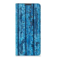 Motorola Edge 30 Pro Book Wallet Case Wood Blue - thumbnail