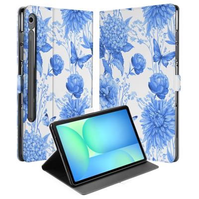 Samsung Galaxy Tab S10 FE | Tab S9 FE Tablet Hoesje Flower Blue met Standaard Samsung Galaxy Tab S10 FE | Tab S9 FE Tablet Hoesje Flower Blue met Standaard