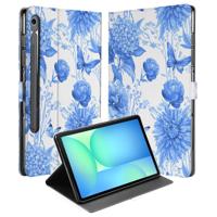 Samsung Galaxy Tab S10 FE | Tab S9 FE Tablet Hoesje Flower Blue met Standaard Samsung Galaxy Tab S10 FE | Tab S9 FE Tablet Hoesje Flower Blue met Standaard