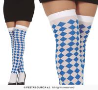 Oktoberfest Kousen Blauw/Wit Geruit
