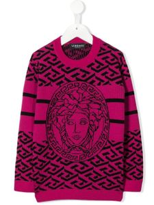 Versace Kids pull Medusa en maille intarsia - Violet